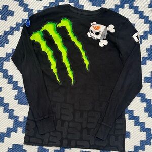 Vintage DC Shirt Mens Medium Gray Ken Block Monster Energy Skate Long Sleeve Y2K